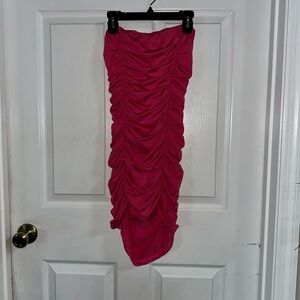 Pink Ruched Form Fitting Dress